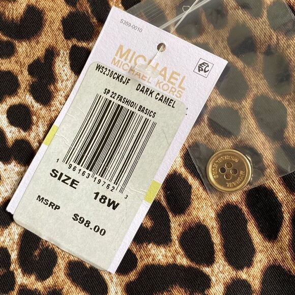 Michael Kors NWT MobWife Leopard Print Pants Tummy Control Cotton Dark Camel 18 - Picture 9 of 9